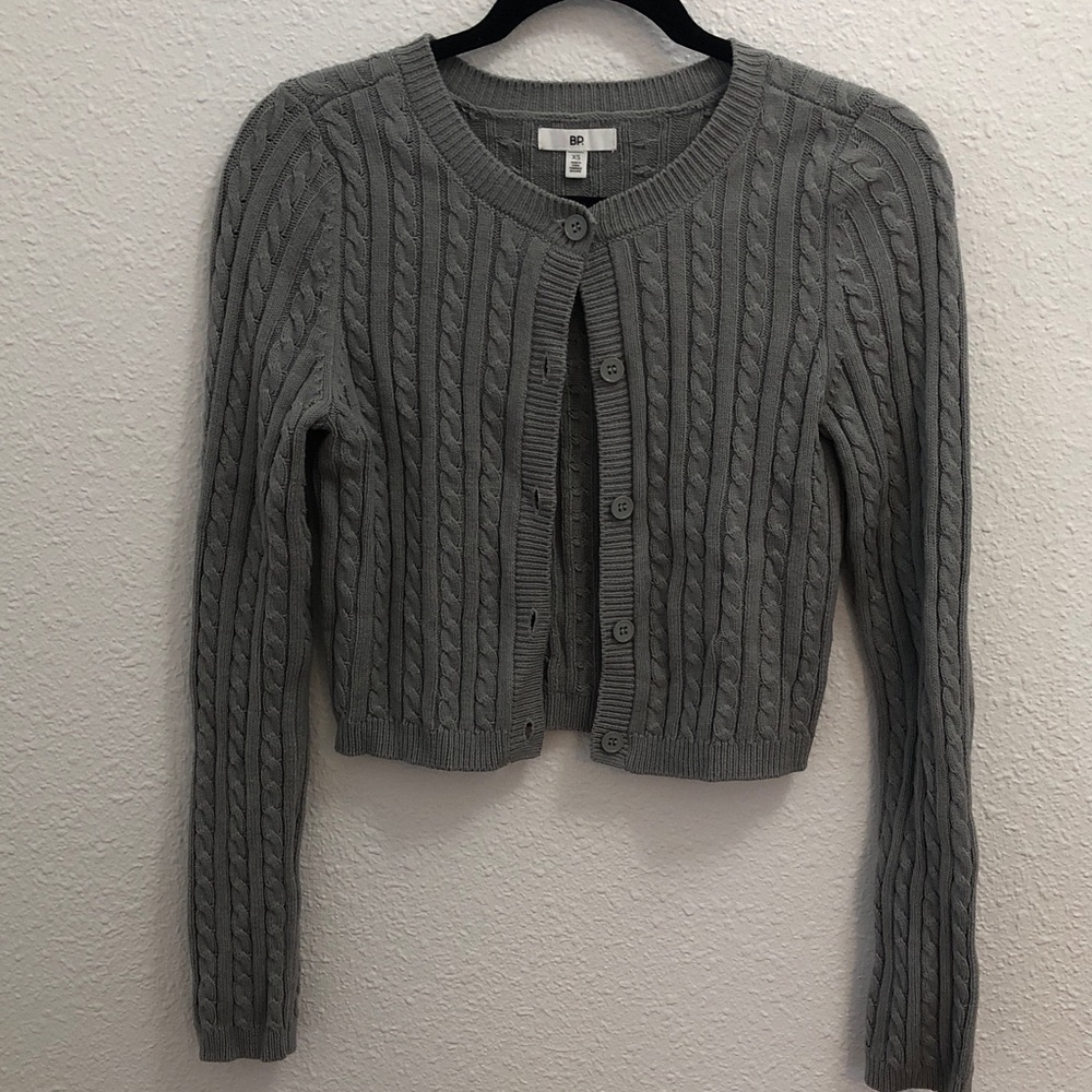 bp Gray Cropped Cable Knit Cardigan - Picture 1 of 5